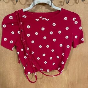 #55- HOLLISTER -red flower baby tee